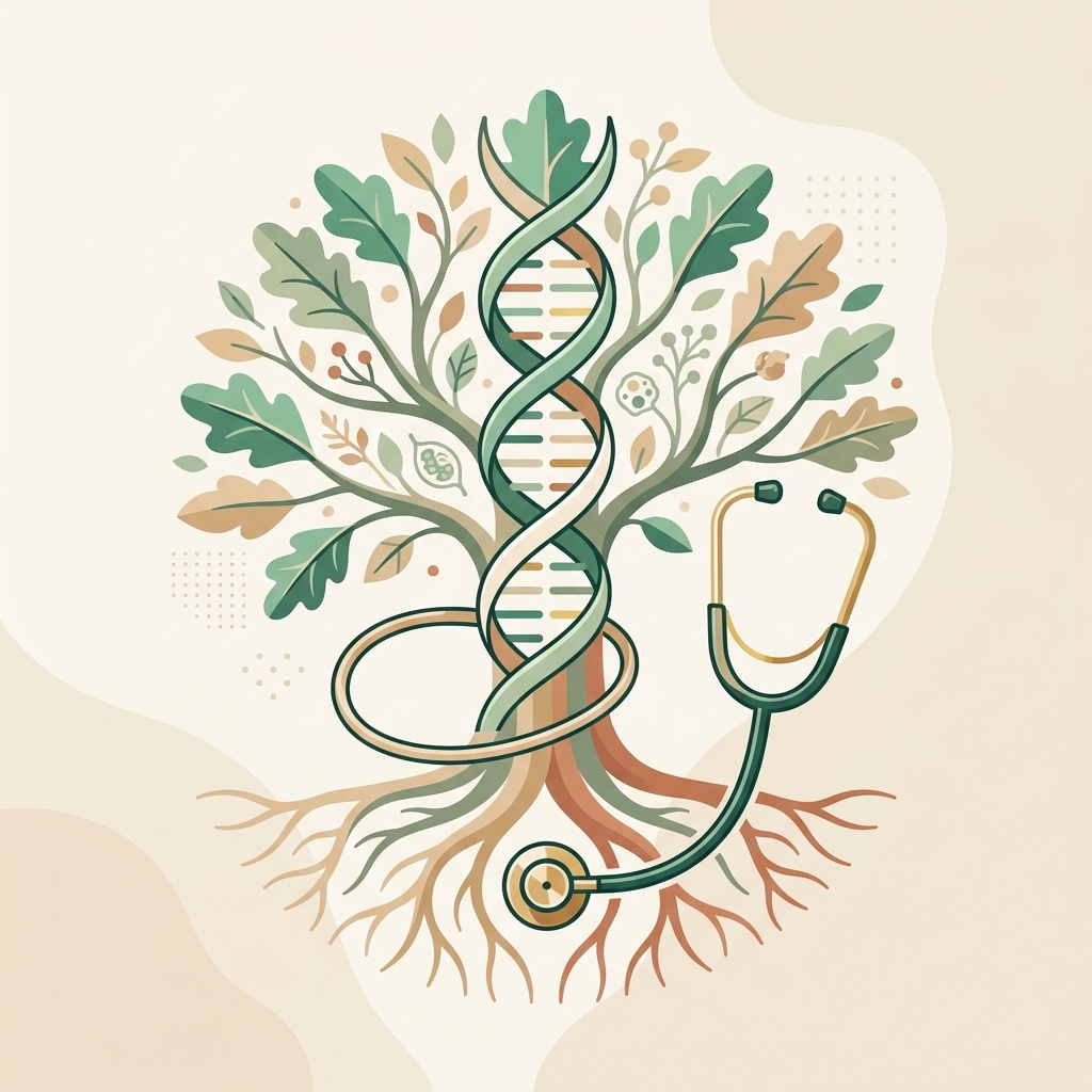 Diagrama de raíces que representa el abordaje de la medicina funcional desde la causa de origen